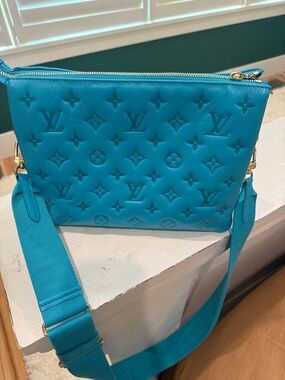 Louis Vuitton Turquoise Monogram Embossed Crossbody Bag